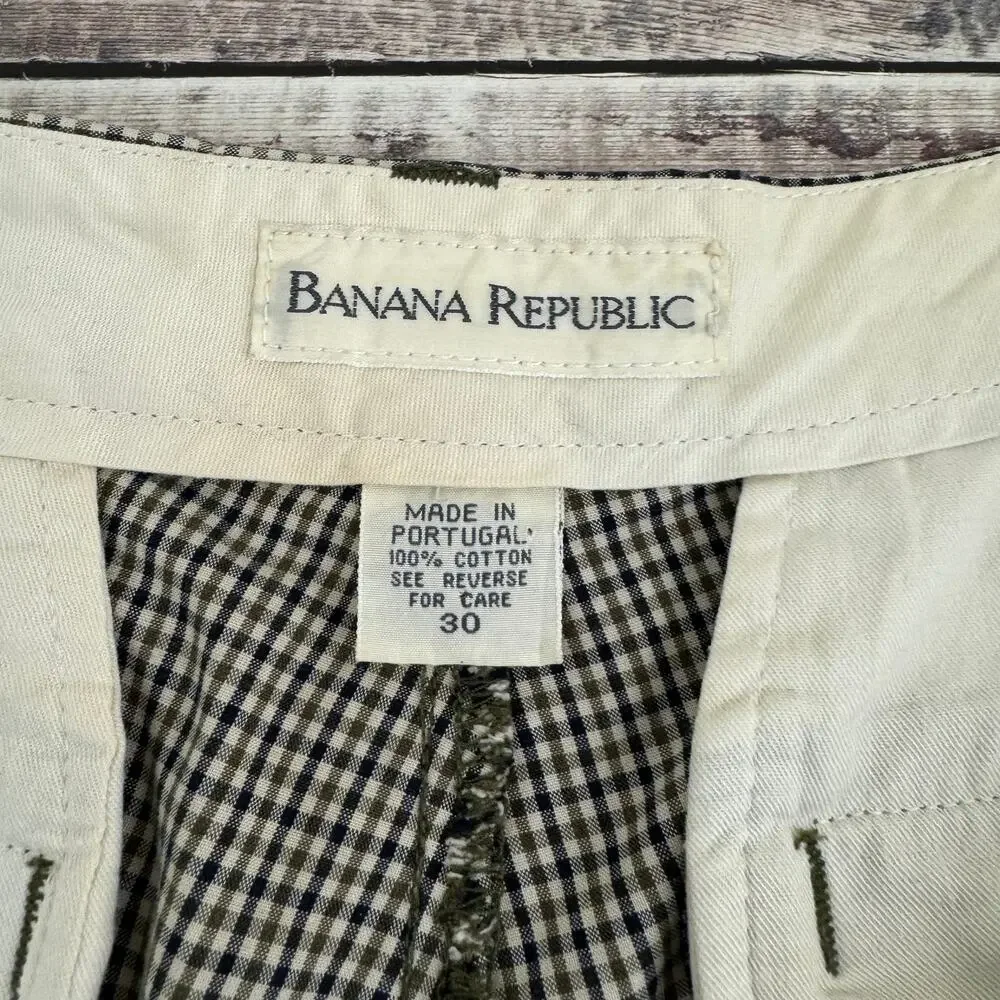 Vintage Banana Republic Shorts Men's 30 Plaid Flat Front Safari